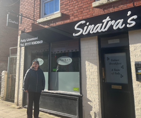 co-owner Karen outside Sinatra's